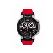 Tissot T Race Chronograph Black Dial Red Rubber Strap Watch for Men - T048.417.27.057.01