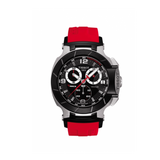 Tissot T Race Chronograph Black Dial Red Rubber Strap Watch for Men