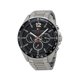 Tommy Hilfiger Luke Chronograph Quartz Black Dial Silver Steel Strap Watch for Men - 1791104