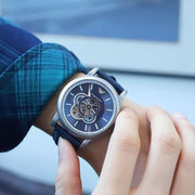 Emporio Armani Luigi Chronograph Blue Dial Blue Leather Strap Watch For Men - AR60011