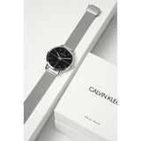 Calvin Klein High Noon Black Dial Silver Mesh Bracelet Watch for Men - K8M21121