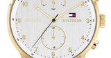 Tommy Hilfiger Chase Quartz White Dial Gold Steel Strap Watch for Men - 1791576