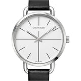 Calvin Klein Evan White Dial Black Leather Strap Watch for Women - K7B231CY