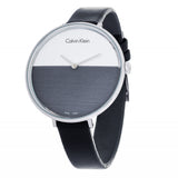 Calvin Klein Rise White Grey Dial Black Leather Strap Watch for Women - K7A231C3