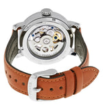 Fossil Boyfriend Automatic Skeleton Silver Dial Brown Leather Strap Watch for Women - ME3109