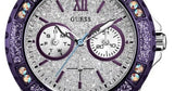 Guess Limelight Quartz Silver Dial Purple Leather Strap Watch For Women - W0775L6