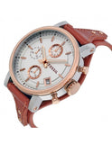 Fossil Boyfriend Chronograph White Dial Brown Leather Strap Watch for Women - ES3837