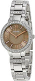 Fossil Virginia Taupe Dial Silver Steel Strap Watch for Women - ES4147