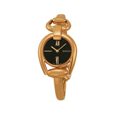 Gucci Horsebit Collection Black Dial Rose Gold Steel Strap Watch For Women - YA139507