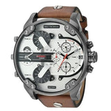 Diesel Mr. Daddy 2.0 Chronograph Silver Dial Brown Leather Strap Watch For Men - DZ7394