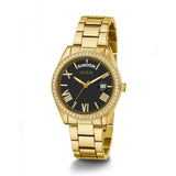 Guess Luna Diamonds Black Dial Gold Steel Strap Watch for Women - GW0307L2