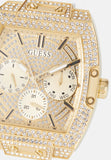 Guess Phoenix Multifunction Quartz Gold Dial White Silicon Strap Watch For Men - GW0048G3