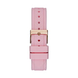 Guess Solstice Diamonds White Dial Pink Rubber Strap Watch For Women - GW0113L4