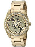 Guess G Twist Diamonds Gold Dial Gold Steel Strap Watch For Women - W1201L2