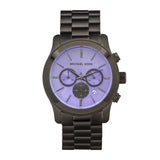 Michael Kors Runway Chronograph Purple Dial Black Steel Strap Watch For Women - MK5954