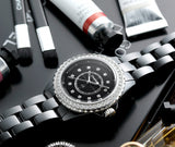 Chanel J12 Quartz Diamond Black Dial Black Steel Strap Watch for Women - J12 H6419