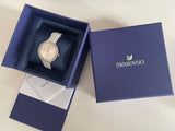 Swarovski Crystal Frost Silver Dial White Leather Strap Watch for Women - 5484070