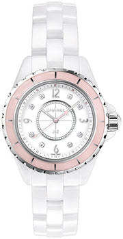 Chanel J12 Quartz Diamonds Ceramic White Dial White Steel Strap Watch for Women - J12 H4466
