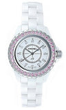 Chanel J12 Sapphire Bezel Ceramic White Dial White Steel Strap Watch for Women - J12 H2010