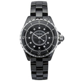 Chanel J12 Quartz Diamonds Black Dial Black Steel Strap Watch for Women - J12 H1625