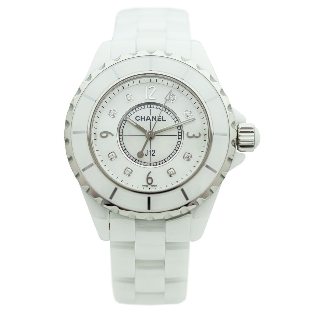 Chanel J12 Diamonds Quartz Ceramic White Dial White Steel Strap Watch for Women  Watch for Women