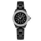 Chanel J12 Diamonds Ceramic Black Dial Black Steel Strap Watch for Women - J12 H2571
