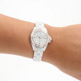 Chanel J12 Diamonds Quartz Mother of Pearl White Dial White Steel Strap Watch for Women - J12 H2570