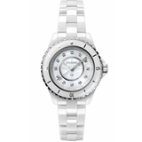 Chanel J12 Diamonds Mother of Pearl White Dial White Steel Strap Watch for Women - J12 H5704