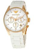 Emporio Armani Sportivo Chronograph White Dial White Rubber Strap Watch For Men - AR5919