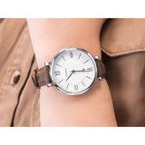 Fossil Jacqueline White Dial Brown Leather Strap Watch for Women - ES3708