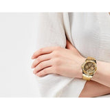 Guess Limelight Quartz Gold Dial  Gold Leather Strap Watch For Women - W0775L13