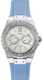 Guess Limelight Crystals White Dial Blue Rubber Strap Watch for Women - W1053L5