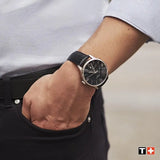 Jam Tangan Pria Tissot Chemin Des Tourelles Powermatic 80 Black Dial Black Leather Strap - T099.407.16.058.00