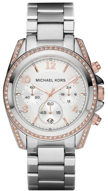 Michael Kors Blair Chronograph Silver Dial Silver Steel Strap Watch for Women - MK5459