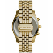 Michael Kors Lexington Chronograph Black Dial Gold Steel Strap Watch for Men - MK8286