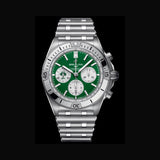 Breitling Chronomat B01 42 Six Nations Ireland Green Dial Silver Steel Strap Watch for Men - AB0134A91L1A1