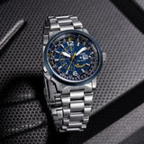Citizen Promaster Nighthawk Eco Drive Navy Blue Dial Silver Steel Strap Watch For Men - BJ7006-56L