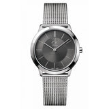 Calvin Klein Minimal Grey Dial Silver Mesh Bracelet Watch for Men - K3M22124