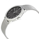 Calvin Klein Minimal Grey Dial Silver Mesh Bracelet Watch for Men - K3M22124