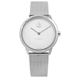 Calvin Klein Minimal White Dial Silver Mesh Bracelet Watch for Women - K3M2212Y