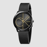 Calvin Klein Minimal Black Dial Black Mesh Bracelet Watch for Women - K3M224X1