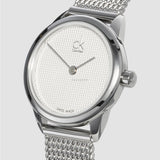 Calvin Klein Minimal White Dial Silver Mesh Bracelet Watch for Women - K3M2312Y