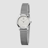 Calvin Klein Minimal White Dial Silver Mesh Bracelet Watch for Women - K3M2312Y