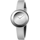 Calvin Klein Chic Silver Dial White Leather Strap Watch for Women - K7N23UP8