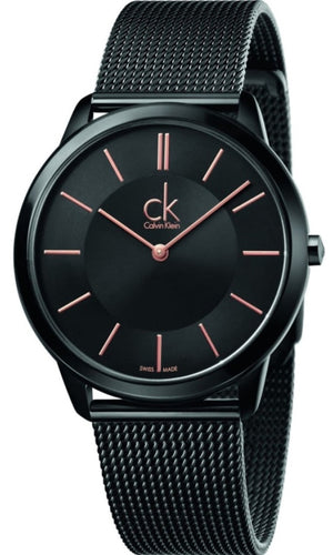 Calvin Klein Minimal Black Dial Black Mesh Bracelet Watch for Men - K3M21421