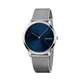 Calvin Klein Minimal Blue Dial Silver Mesh Bracelet Watch for Men - K3M2112N