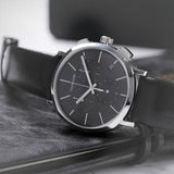 Calvin Klein Posh Black Dial Black Leather Strap Watch for Men - K8Q371C1