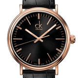 Calvin Klein Surround Black Dial Black Leather Strap Watch for Men - K3W216C1