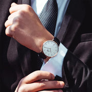 Daniel Wellington Classic Sheffield White Dial Black Leather Strap Watch For Men - DW00100007
