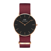 Daniel Wellington Classic Roselyn Black Dial Maroon Nylon Strap Watch For Women - DW00100273